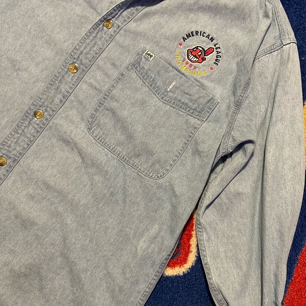 RARE Vintage Cleveland Indians Denim Shirt
